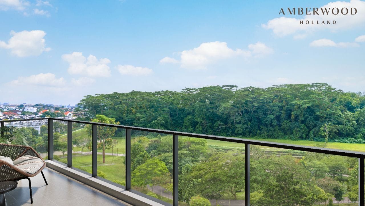 Balcony looking out to trees and open land
